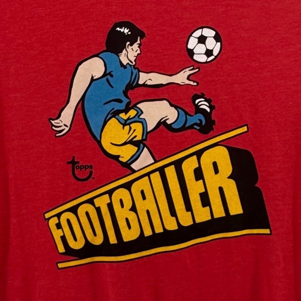 Homage Topps Footballer Soccer Graphic‎ T-Shirt Mens Small Red Tri-blend Retro